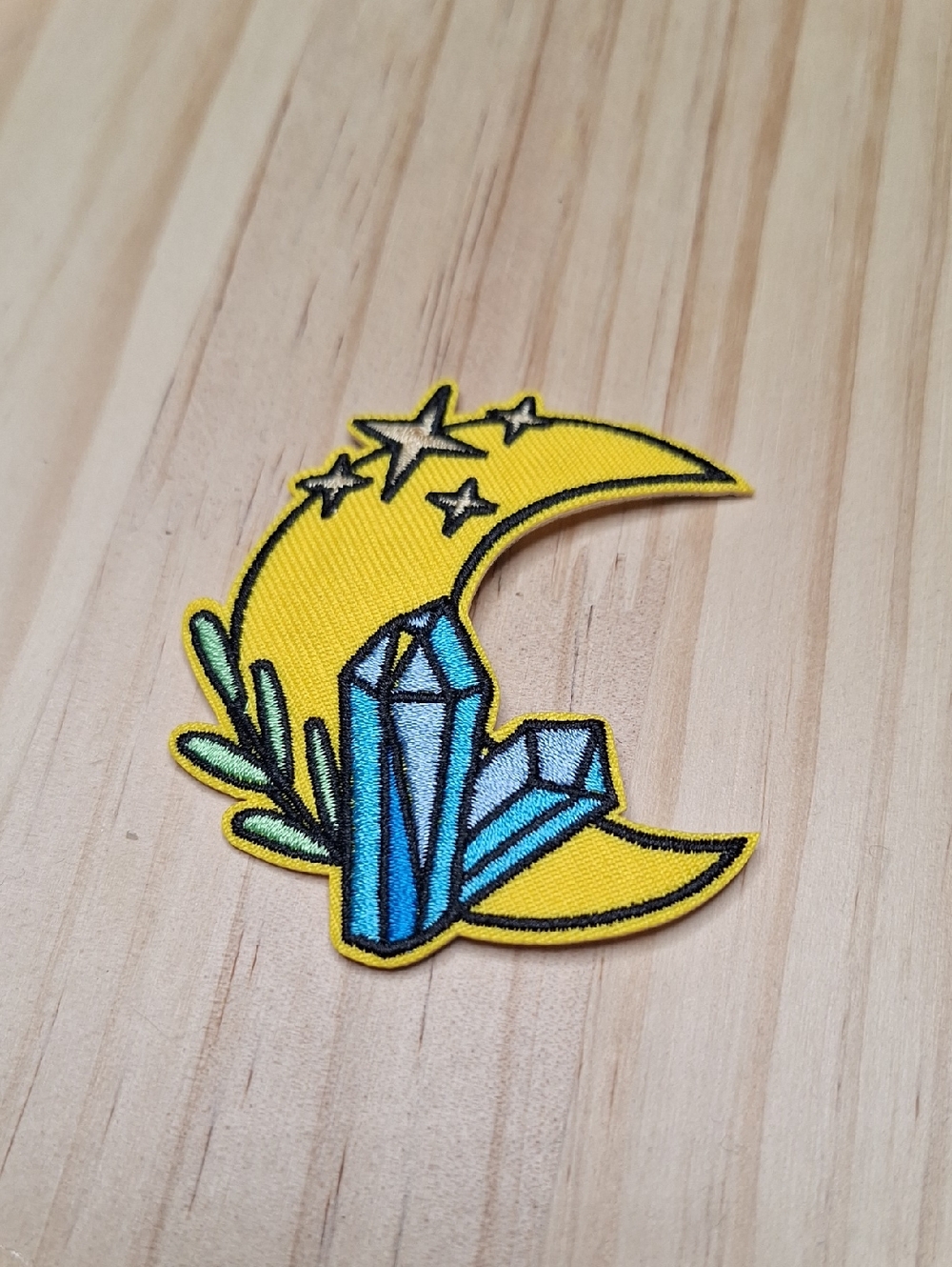 Crescent yellow moon Quartz stars patch iron on sew on